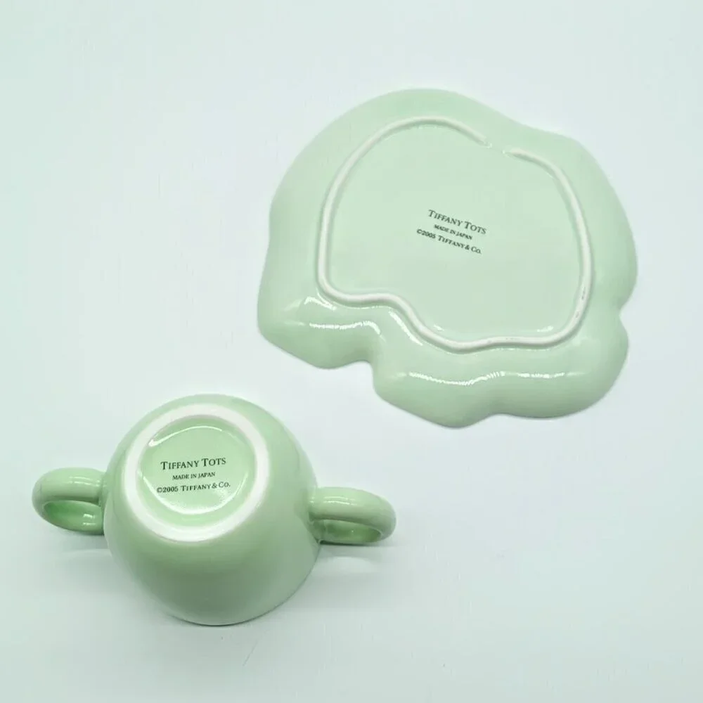 Tiffany Tots Mint Green Porcelain Cup & Elephant Snack Plate